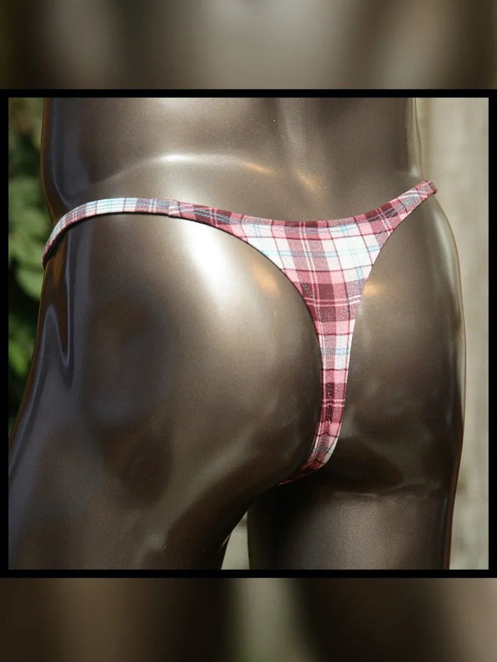 Mens Plaid Print LOWRISE Thin Sides Thong Handmade